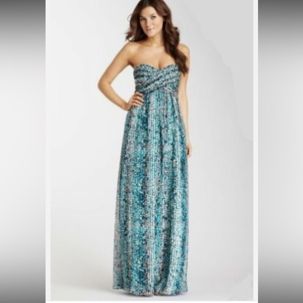 Laundry By Shelli Segal Blue Black Tie Front Maxi Skirt